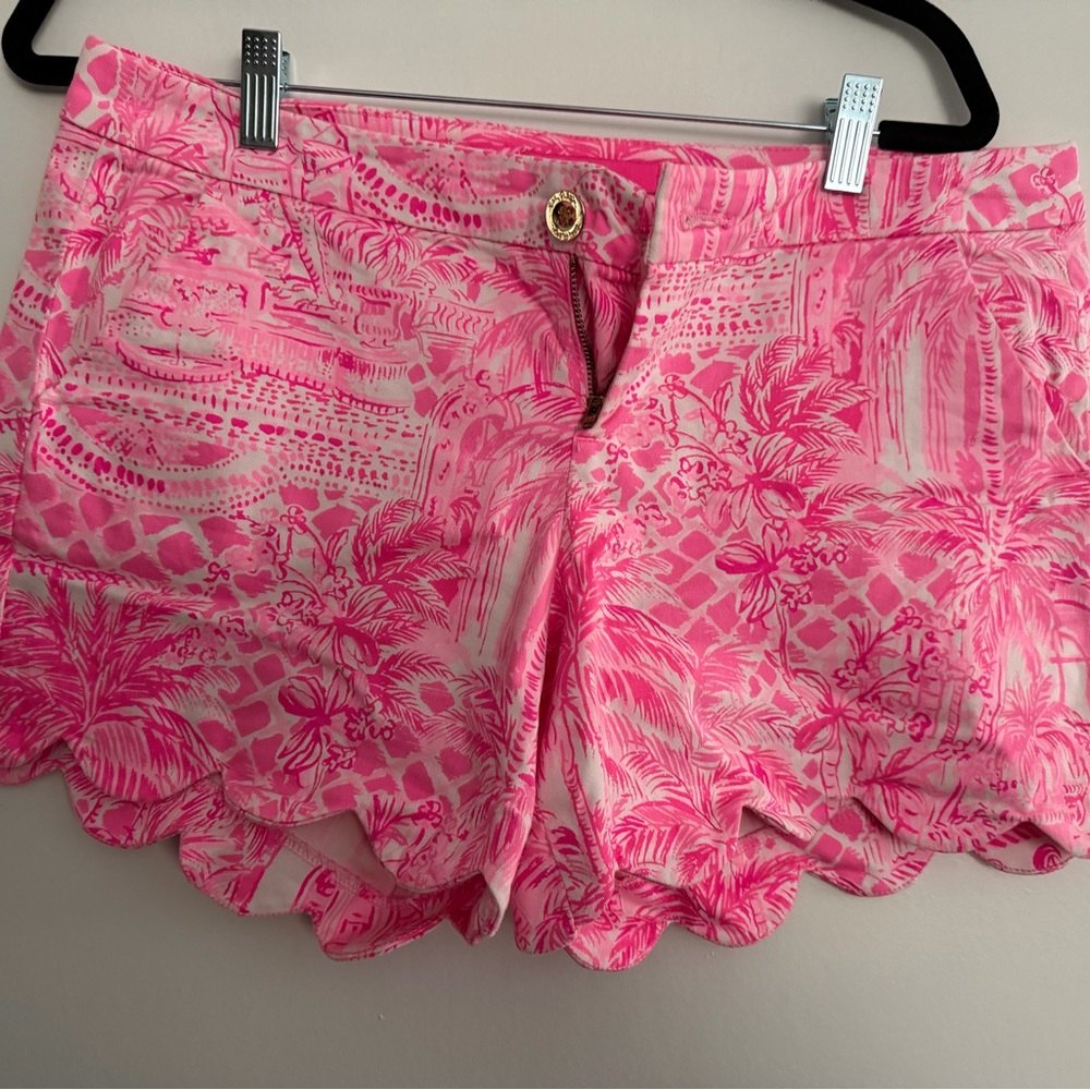 Lilly Pulitzer Pink Tropical Scallop-Hem Skort Shorts